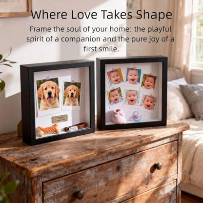 10x10 Shadow Box Frame, Deep Display Case for Flowers Memorabilia Photos | Deep Frame Gift with Crystal Clear Acrylic Front Wall Mount or Tabletop,Hanging Hardware&Double Sided Tape,2 Pack Black
