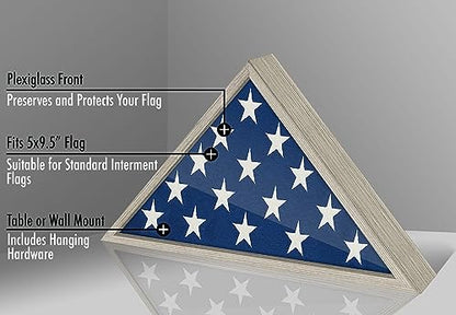 Americanflat Large Flag Display Case for Folded 5x9.5' Burial Flags - Engineered Wood Display Box for Wall or Tabletop - Silhouette Collection - Driftwood - color: Driftwood, style: 5x9.5 Burial Flag