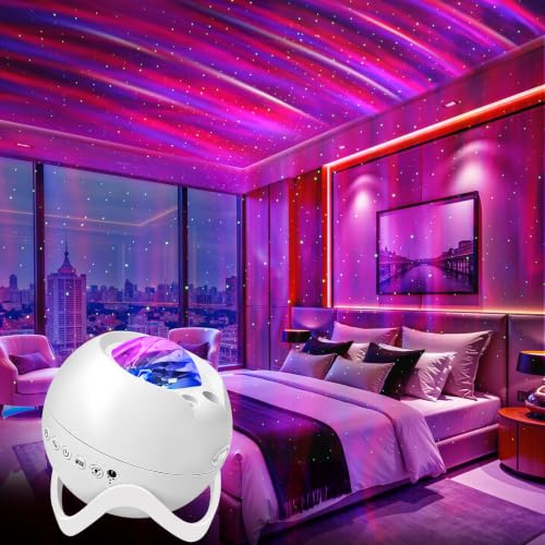 MHAZDZE Galaxy Projector for Bedroom, Star Projector,Night Light | Equipped with a built-in Bluetooth speaker, eight selectable white noise sounds, and a remote control with timer function.