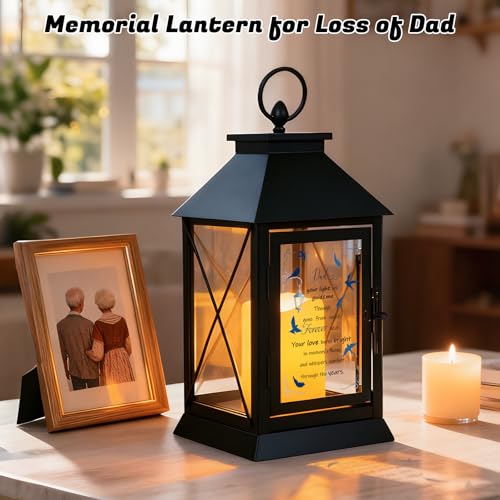 Memorial Candle Lantern with Flickering LED Candle and Remote Control Bereavement Sympathy Gifts in Memory for Loss of Dad Remembrance Gift (Dad) - color: Dad