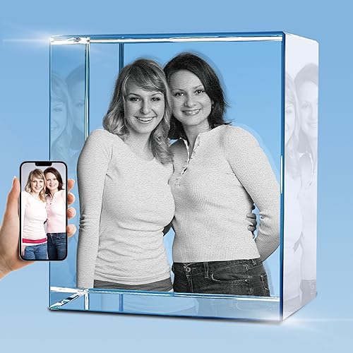 HAN'S LASER 3D Crystal Photo, Personalized Gift with Your Own Photo, Unique Father’s Day, Marriage, Memorial Present-Medium Portrait - size: Medium Portrait