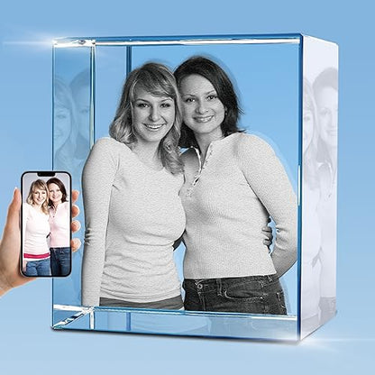HAN'S LASER 3D Crystal Photo, Personalized Gift with Your Own Photo, Unique Father’s Day, Marriage, Memorial Present-Medium Portrait - size: Medium Portrait