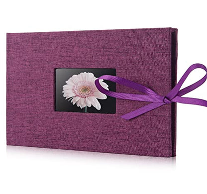 Fabmaker Small Photo Album 4x6, Picture Album, Picture Book, Mini Brag Book | Ribbon Closure, Linen Fabric Cover, Front Window, Sturdy Binding, Acid-free, PVC free, Artwork Weddings Family Boudoir - color: Purple, size: 12 Pockets/1PK