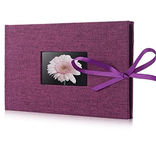 Fabmaker Small Photo Album 4x6, Picture Album, Picture Book, Mini Brag Book | Ribbon Closure, Linen Fabric Cover, Front Window, Sturdy Binding, Acid-free, PVC free, Artwork Weddings Family Boudoir - color: Purple, size: 12 Pockets/1PK