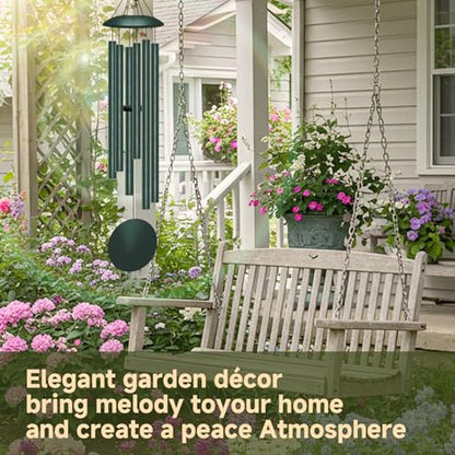 45" Large Wind Chimes for Outside, 6 Thick and Bold Aluminum Tubes (Forest) - color: Forest