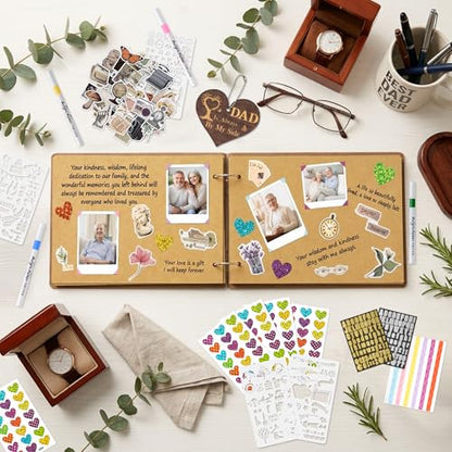CY2SIDE Grandpa Memorial Gifts Photo Album – 110PCS In Loving Memory of Grandpa Wooden Scrapbook Kit Sympathy Gift for Loss of Grandfather, Bereavement Grief Album for Father’s Day & Grieving Family - style: Memorial Grandpa