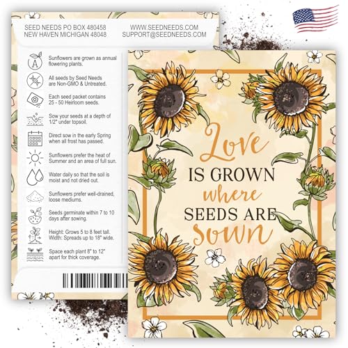 Seed Needs Sunflower Seed Packet Gift Favors for Weddings & Bridal Showers - size: 100 Packs, style: FAV-001