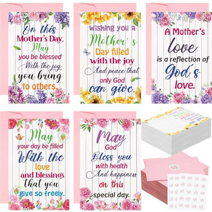 Eaasty 50 Sets Christian Birthday Cards with Envelopes Stickers, 4x6 Inch - style: Mother's Day
