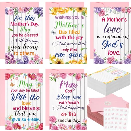 Eaasty 50 Sets Christian Birthday Cards with Envelopes Stickers, 4x6 Inch - style: Mother's Day