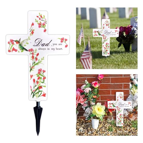 Solar Cross Light for Grave, Dad Cemetery Memorial Stake Sympathy Gift - color: Dad
