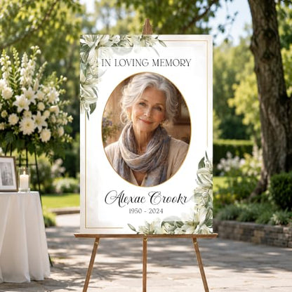 Editable Greenery Celebration of Life Welcome Sign, Custom Yard Sign, PVC, 12' x 18', 24' x 18', 36' x 24' - color: #Version 2