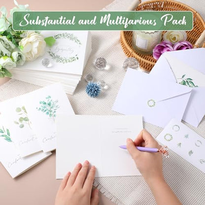 100 Sets Bulk Sympathy Cards with Envelope and Sticker, Leaves | Bulk Condolences Cards for Business, Assorted Bereavement Greeting Cards, Express Your Condolences - style: Leaves