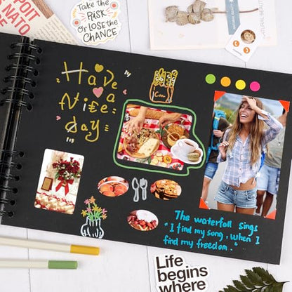 Mauproy 11.5 x 8.5 Inch Black Scrapbook Album, 80 Pages | Photo Album with Black Pages, Kraft Paper Hardcover Memory Book with DIY Accessories Kit for Birthday, Wedding, Travel - size: 11.5 x 8.5 Inches