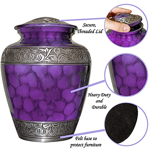 Extra Large Companion Human Funeral Cremation Urn, Personalized Double Urn for Two Adults (Purple) - color: Purple