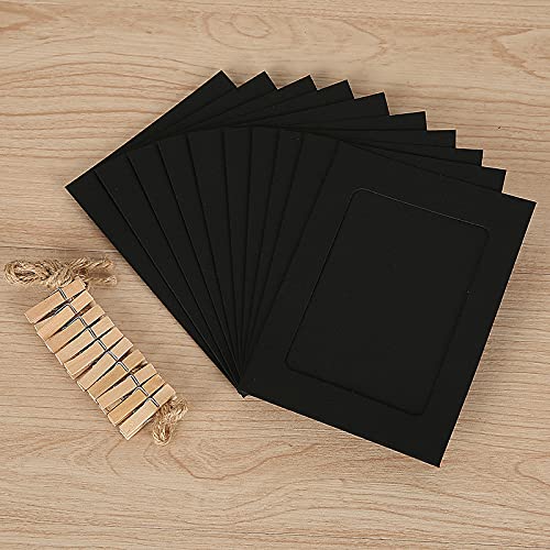 Loxuezx Cardboard Picture Frames, 4x6 Paper Photo Frame Collage Wall Decor, Photo String with Clips, Black 10.2x15.2cm - color: Black 30P
