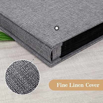 potricher Linen Photo Album for 4x6 Inch Photos, 300 Pockets, Grey | Linen Cover, Small Capacity 4x6 Picture Albums with Horizontal Pockets, 4x6 Photo Book for Family, Wedding, Baby, Anniversary - color: Grey