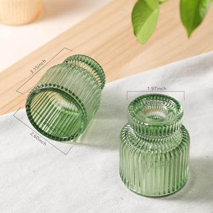 DARJEN 6 Pcs Green Candlestick Holders - Glass Taper Candle Holders Tealight Votive Candle Holders for Table Centerpieces, Wedding, Dinner Party, Home, Gifts - color: Green, size: 6Pcs