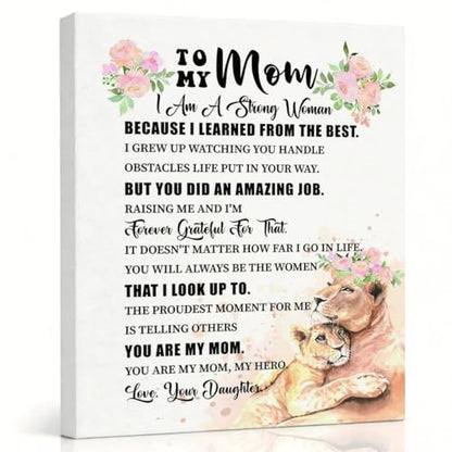 RTVJTERQ Mom Canvas Wall Art, Lion Floral Watercolor Quote Print, Sentimental Gift for Mom from Daughter, Ready to Hang 8x10 Inches - color: Quote 27