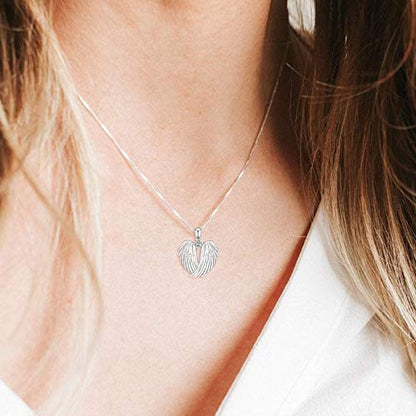 YFN Angel Wings Necklace 925 Sterling Silver Guardian Angel Wings Pendant Necklace Birthstone Necklace for Women Girls Christmas Jewelry Gifts - color: A-white gold plated