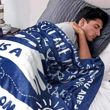 Healing Hug Blanket 60"x50", Inspirational Gifts for Men, Comfort Items Chemo Patients, After Surgery Recovery Gifts, Cancer Get Well Gifts for Men, Blue - color: You Are-blue