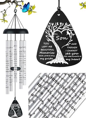 Sympathy Memorial Wind Chimes Bereavement Memorial Gifts for Loss of Son Sympathy Memorial Gifts for Loss of Loved One in Memory of Son - size: 32 inch