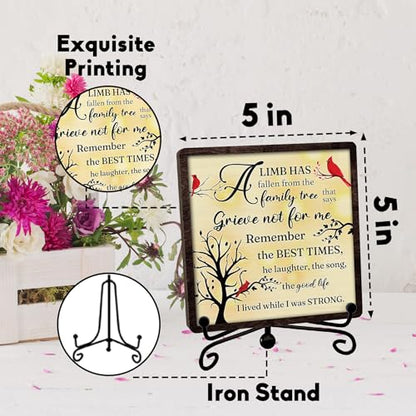 Sympathy Wooden Sign With Stand, A Limb Has Fallen from The Family Tree Desktop Decoration, Memorial Gifts For Loved One Mom Dad Grandma Grandpa, Bereavement Sign for Farmhouse Home Office -25 - style: Family Tree