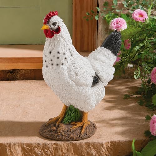 Outdoor White Chicken Statue for Garden, Yard & Flower Bed Decor | Weather-Resistant Resin, Hen Figurine Adds Farmhouse Charm to Porches, Patios, Lawn & Doorsteps with a Warm Welcome - color: Garden Cock