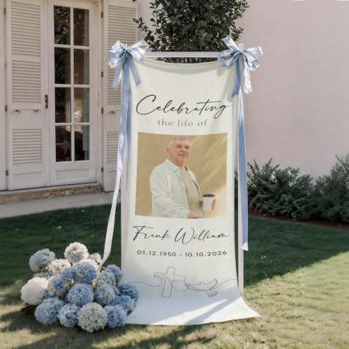 Personalized Celebrating The Life Of Welcome Sign, Funeral Fabric Banner #3 - color: Design 3