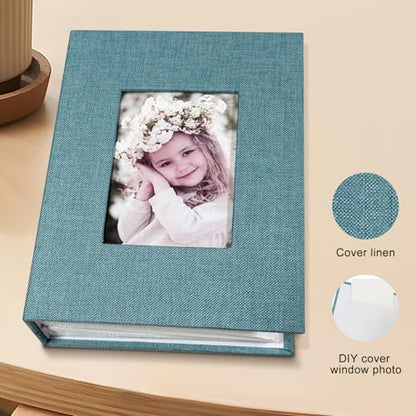 Photo Album 4x6 100 Pockets, Linen Cover Top Loader Vertical, Slip-in Picture Sky Blue Pockets Albums for Wedding, Family, Anniversary, Baby, Vacation - color: Sky Blue, size: 100 Pockets