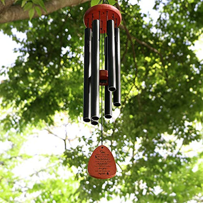 Memgift Memorial Wind Chime for Loss of Son - Outdoor Sympathy Gift for Bereavement - 32 Inch Remembrance Chime - Garden, Patio & Yard Wind Chimes for Loved One - style: Son Memorial