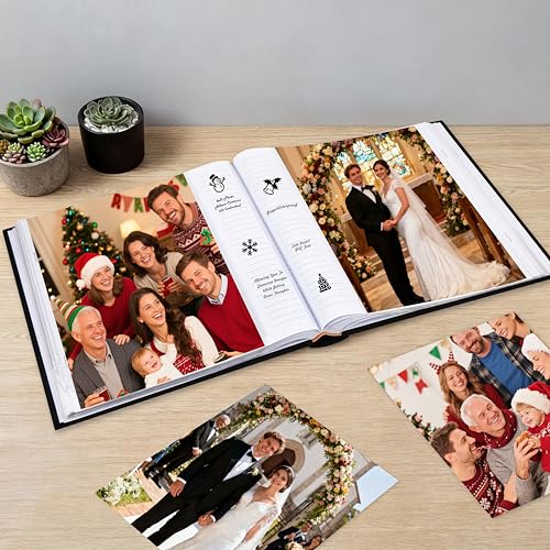 Aevdor 8x10 Photo Album, 100 Pockets, Linen Cover, Writing Space, Black | Fits 8x10 Photos, Graphic Designs, Watercolors and Drawings, Doubles as an Art Portfolio - color: Linen Black