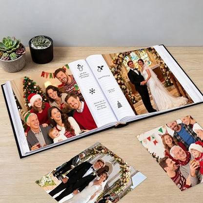 Aevdor 8x10 Photo Album, 100 Pockets, Linen Cover, Writing Space, Black | Fits 8x10 Photos, Graphic Designs, Watercolors and Drawings, Doubles as an Art Portfolio - color: Linen Black