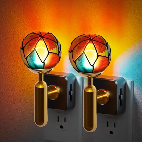 JandCase Night Light Plug in, Night Lights Plug into Wall | 3000K Soft Light LED NightLights, 0-100LM Dimmable Night Light, Built in Dusk to Dawn Sensor for Hallway Bedroom Stairway - color: Colorful Globe-3000K, size: 2 Pack