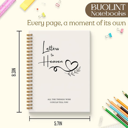 Letters to Heaven Notebook Journal 5.5x8.3, Grief Journal for Women, Memorial Sympathy Gifts for Loss of Loved One, Remembrance Bereavement Gifts Spiral Hardcover Notebook - color: Heaven
