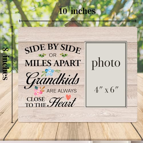 Grandparents Photo Frame Gifts, Side by Side or Miles Apart | Grandkids Are Always Close to the Heart, Picture Frame Gift for Grandpa and Grandma (Photo 4X6 Inches) - color: SIDE