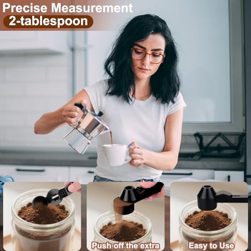 Palksky Coffee Scoop & Funnel with Fill Press1PCS (Black) - color: Black with Fill Press