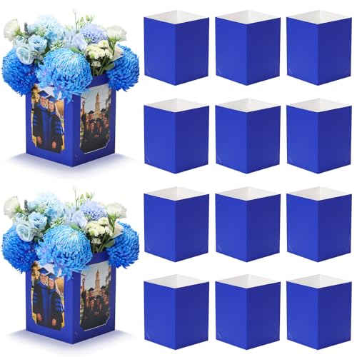 15 Pack Graduation Box Centerpieces for Table 6/7 In Photo Display - color: Blue