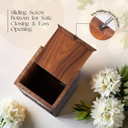 Wooden Cremation Urns for Human Ashes 120 lbs - Decorative Funeral, Burial Urn for Adult Female & Male - Wood Urn for Women, Men & Loved Ones - Wolf - size: Small - 120 Cu/in