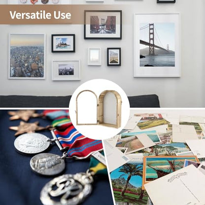 Wooden Shadow Box Frame - 16.3 x 9.84 in Shadow Boxes Display Case, Arch Keepsakes Memory Box, Wood Display Case for Wall Decor, Tabletop Decoration, Picture Frame Bouquet Memorabilia Medals Box