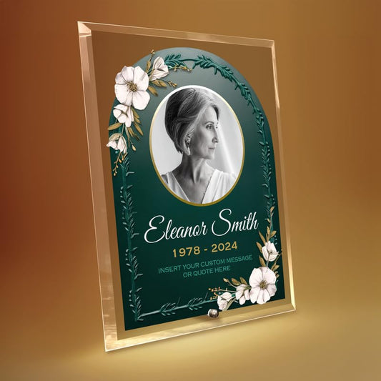 8"x10" Personalized Memorial Glass Plaque, Custom Glass Plaque for Loss of Loved One, Keepsake Sympathy Gift and Celebration of Life Décor (Design 1) - color: Design 1 (8x10), size: 8"x10"