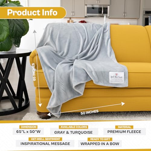 Get Well Blanket - Healing Blanket - Inspirational Blankets for Women/Men - Get Well Soon Gifts - Warm Hugs - Soft Fleece Throw Blanket - Strength - Healing Thoughts (Gray Fleece 50x65) - color: A- Gray Love