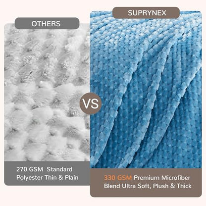 330GSM 3D Jacquard Throw Blanket for Couch, Sky Blue, 50"x70" - color: Sky Blue, size: Throw XL(50"x70")