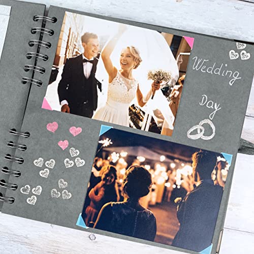 Scrapbook Album, 60 Pages, 8 x 8 Inch, Grey Photo Album, Scrap Book | Hardcover with Thick 200 GSM Kraft Paper, Ideal for Your Scrapbooking Albums, Art & Craft Projects (Grey, 8 x 8 Inch) - color: Grey, size: 8 X 8 Inch