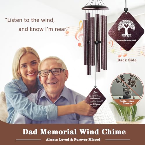 Sympathy Gifts for Loss of Dad, 32" Memorial Wind Chimes for Loss of Father, Memorial/Bereavement Gifts for Loss of Father, Loss of Father Sympathy Gift, in Memory of Dad Papa (Bronze) - size: Dad