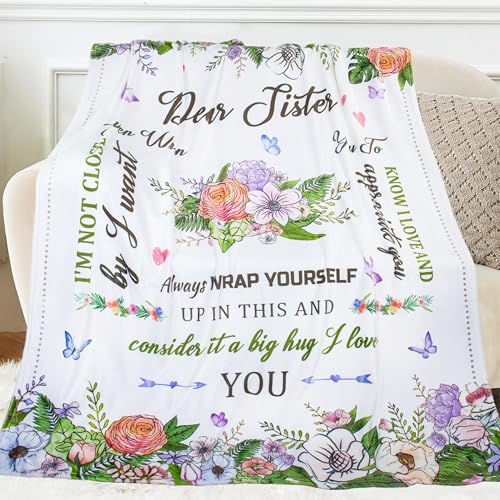 Sister Birthday Gifts, Sisters Gifts from Sister, Unique Gift for Mothers Day, Graduation, Christmas, Best Sis Ever Gift, Happy Birthday Sisters Blanket, to My Sis Blankets, Cozy Throw Blanket 50"X60" - color: Warmsister