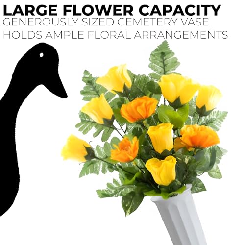 2 Pack Plastic Cemetery Vase with Ground Spike – 9.75" x 3" Outdoor Grave Flower Holder – Granite Memorial Floral Container