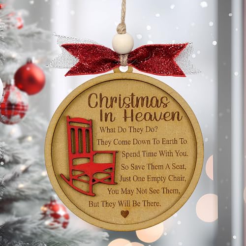 Christmas in Heaven with Chair Ornaments, Memorial Christmas Ornaments, Christmas Memorial Keepsake, for Grandma Grandpa Mom Dad. - style: Christmas in Heaven