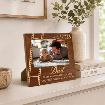 Dad Remembrance Gift, 4x6 Wooden Picture Frame, In Loving Memory Photo Frame, Memorial Gifts for Loss of Dad, They Walk Beside us Every Day Sympathy Picture Photo Frames, 6.9 x 7.3 in - color: Father 03