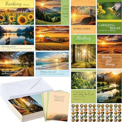 Motiskyy 24 Pack Religious Thinking of You Cards Bulk with Envelopes Jesus Christian Greeting Thinking of You Cards with Scripture Encouragement 4.5 x 6.2 Inch(Simple Style) - style: Simple Style