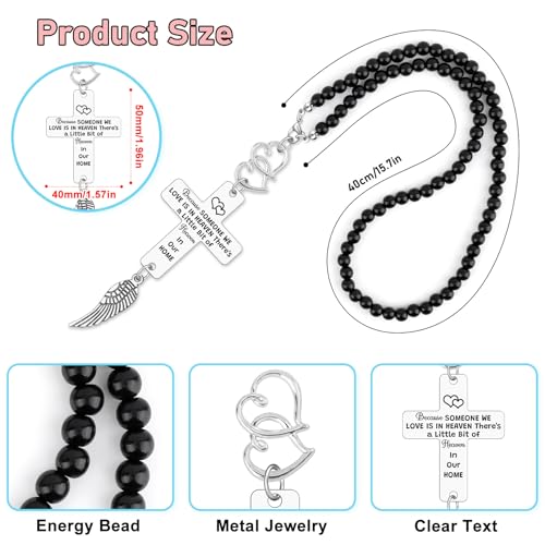 Memorial Car Charm Cross Rear View Mirror Hanging Accessories Sympathy Gift for Loss of Sister Brother Dad Mom Daughter Son Grief Bereavement Remembrance Keepsake Car Interior Decor